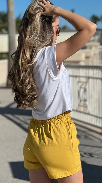 Yellow High Waist Short