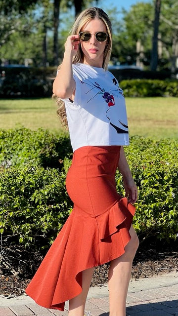 Terracotta Ruffle Skirt