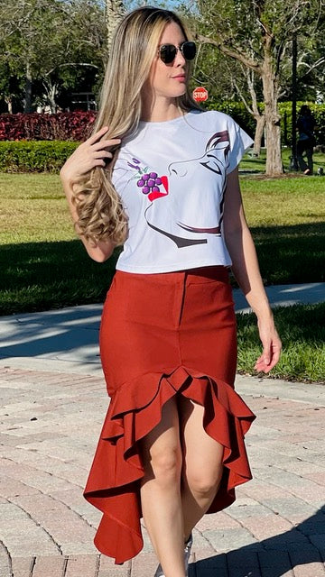 Terracotta Ruffle Skirt