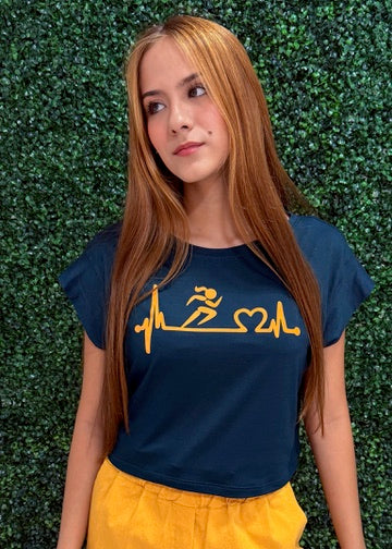 Dark Green Yellow Running Girl Shirt