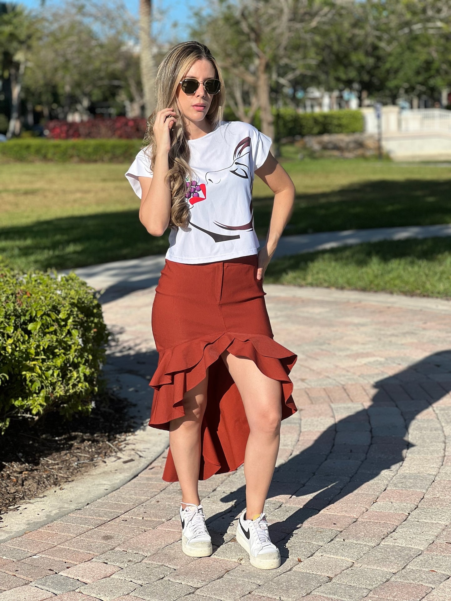 Terracotta Ruffle Skirt