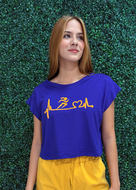 Blue Yellow Running Girl Shirt
