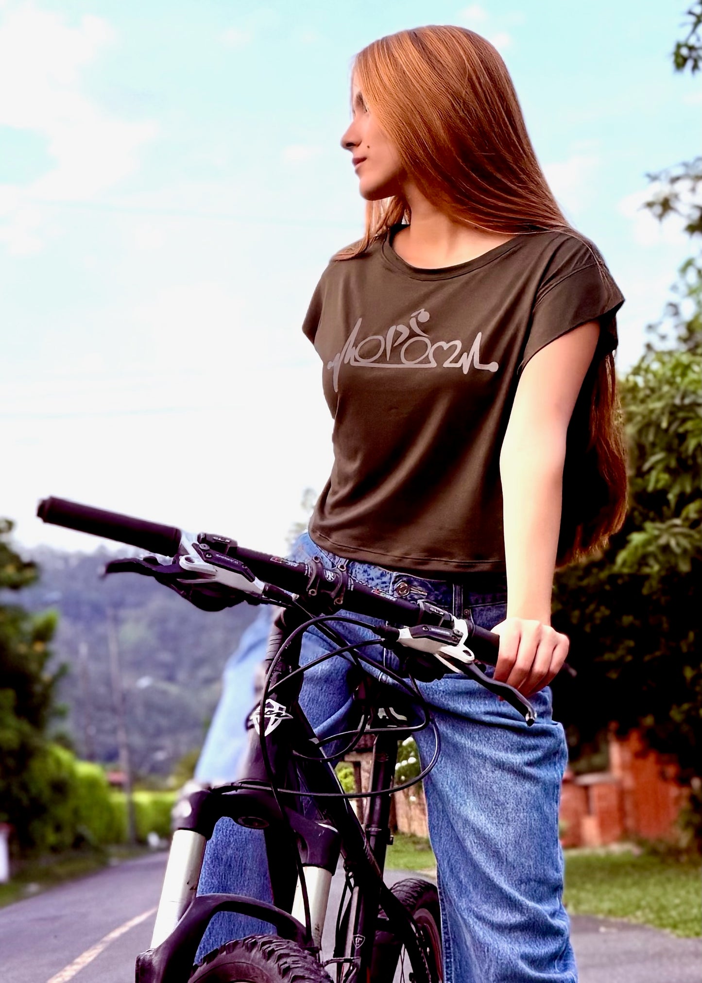 Green Silver Bike Girl Shirt