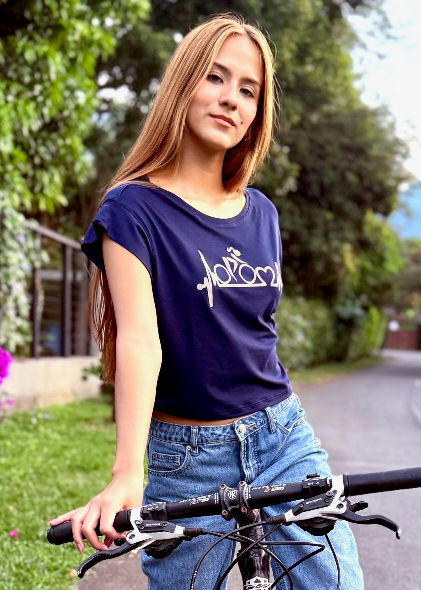 Blue Silver Bike Girl Shirt