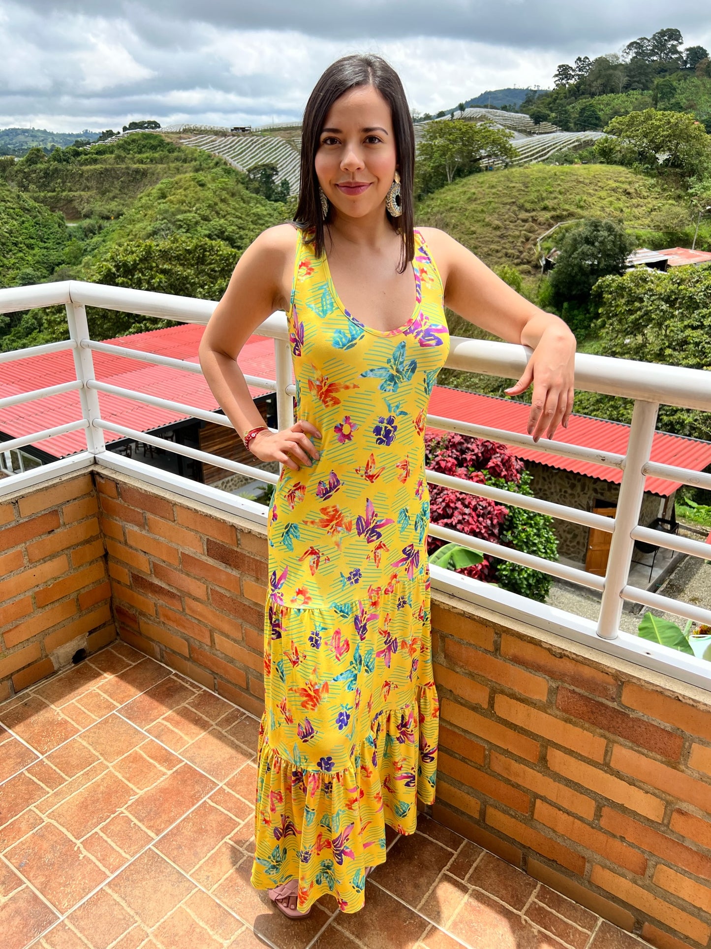 Yellow Printed Maxi Dress