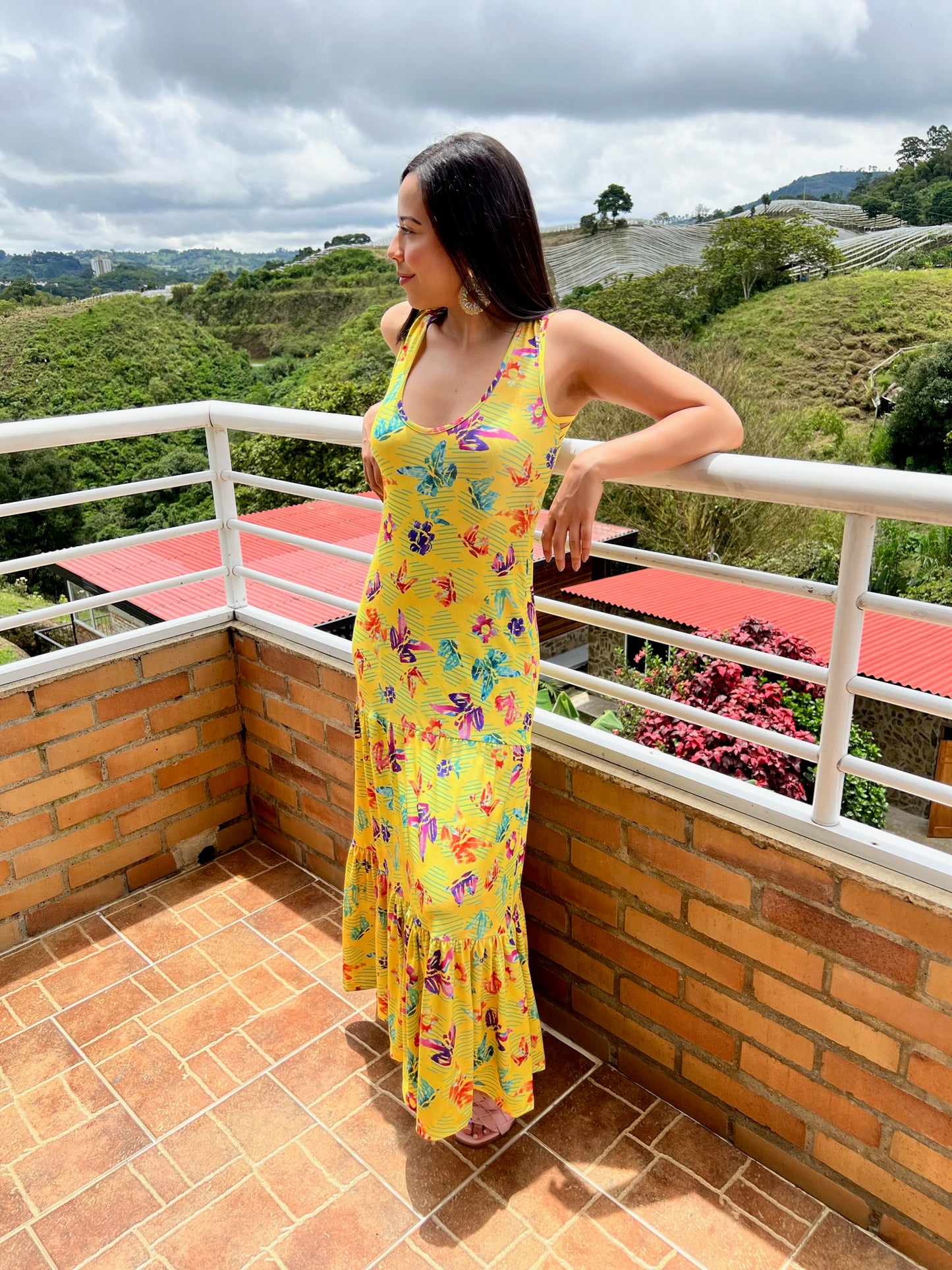 Yellow Printed Maxi Dress