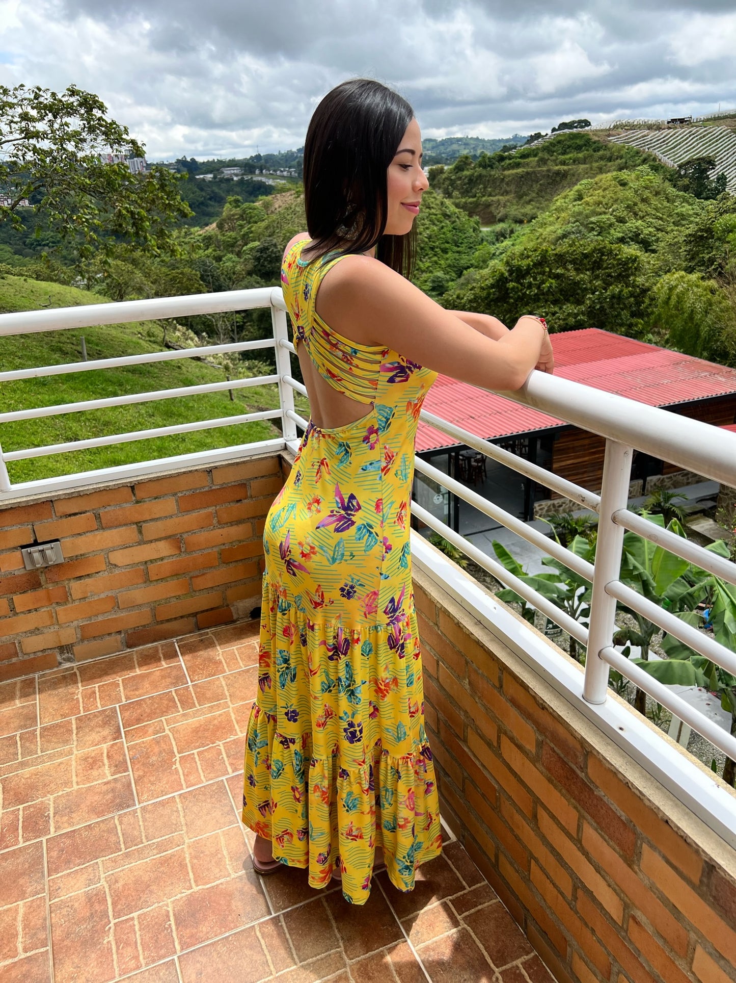 Yellow Printed Maxi Dress