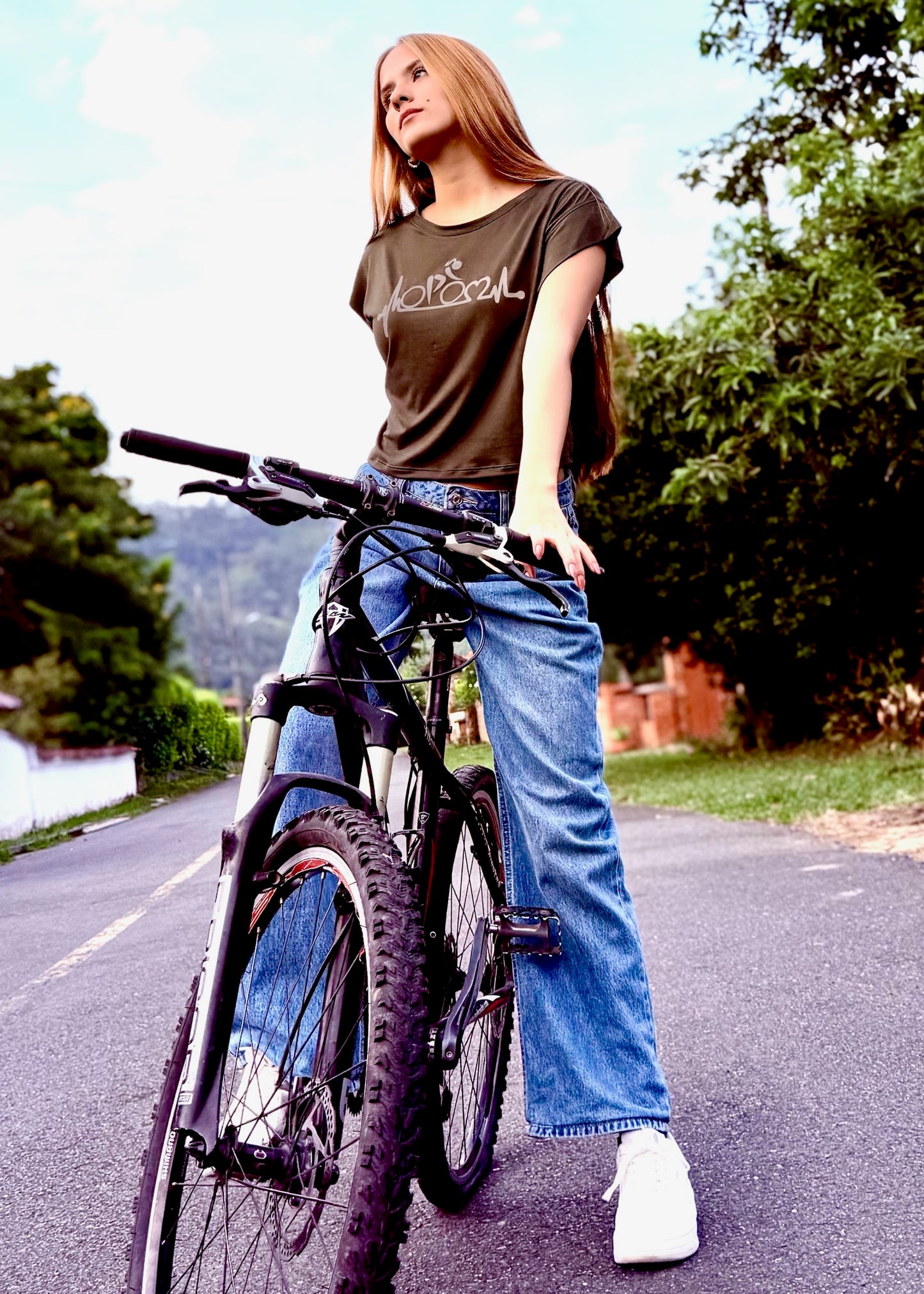 Green Silver Bike Girl Shirt