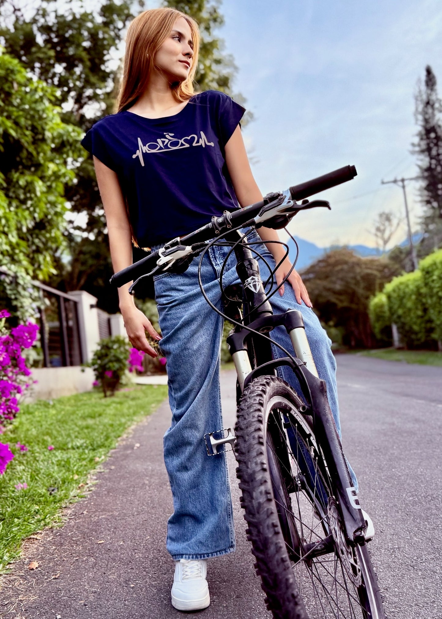 Blue Silver Bike Girl Shirt